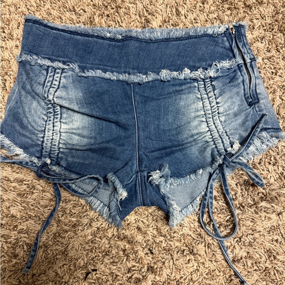 Summer mirage denim - dollskill blue jean shorts lace up synching